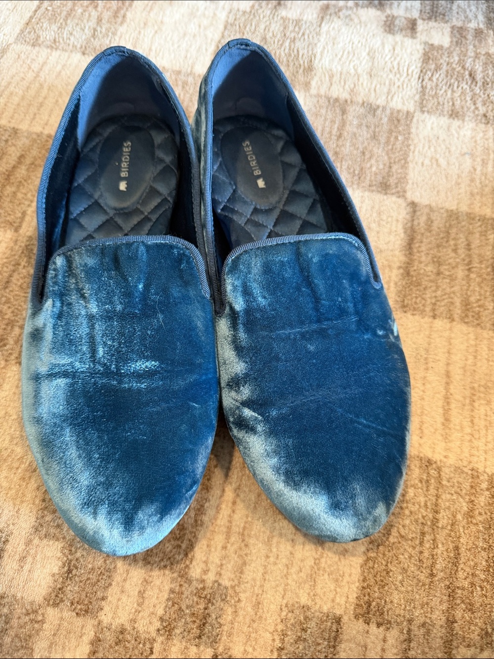 Birdies Velvet Loafers in Deep Teal Blue